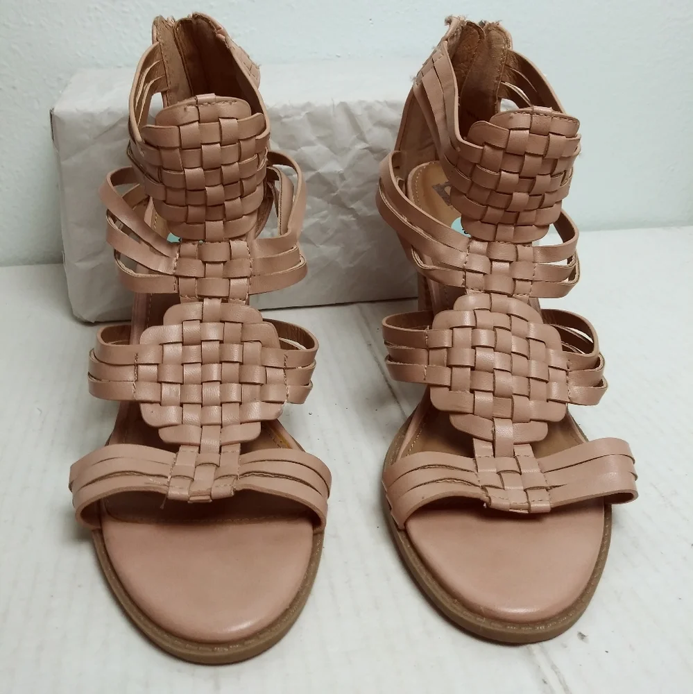 Report Rally Mauve Block Heel Sandals Shoes Women's Size 8.5 Casual Zip Ankle